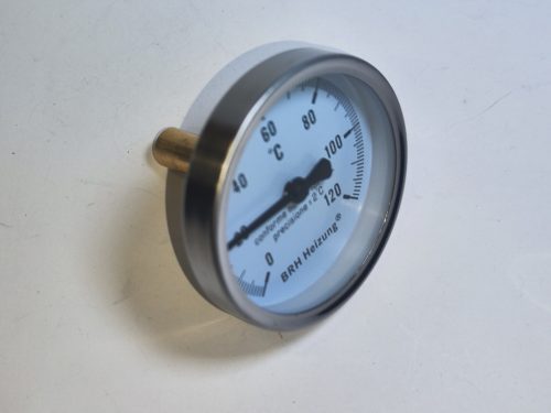 BRH hőmérő 63 mm fémházas,1/2' KM, 40 mm merülőhüvellyel, 0-120 fok