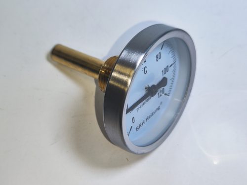 BRH hőmérő 63 mm fémházas,1/2' KM, 60 mm merülőhüvellyel, 0-120 fok