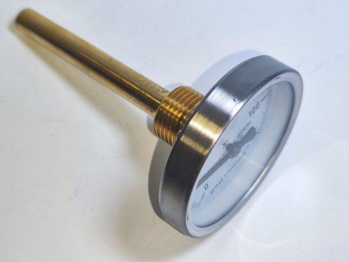 BRH hőmérő 63 mm fémházas,1/2' KM, 100 mm merülőhüvellyel, 0-120 fok